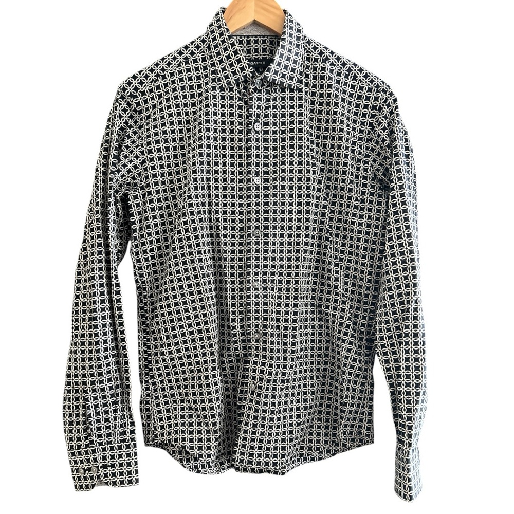 Bugatchi Black and White Geometric Shirt